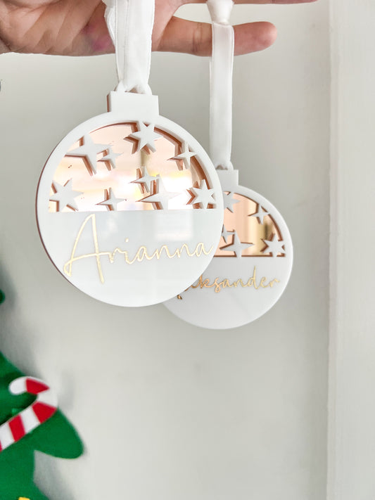 Personalised ‘starry nights’ bauble collection