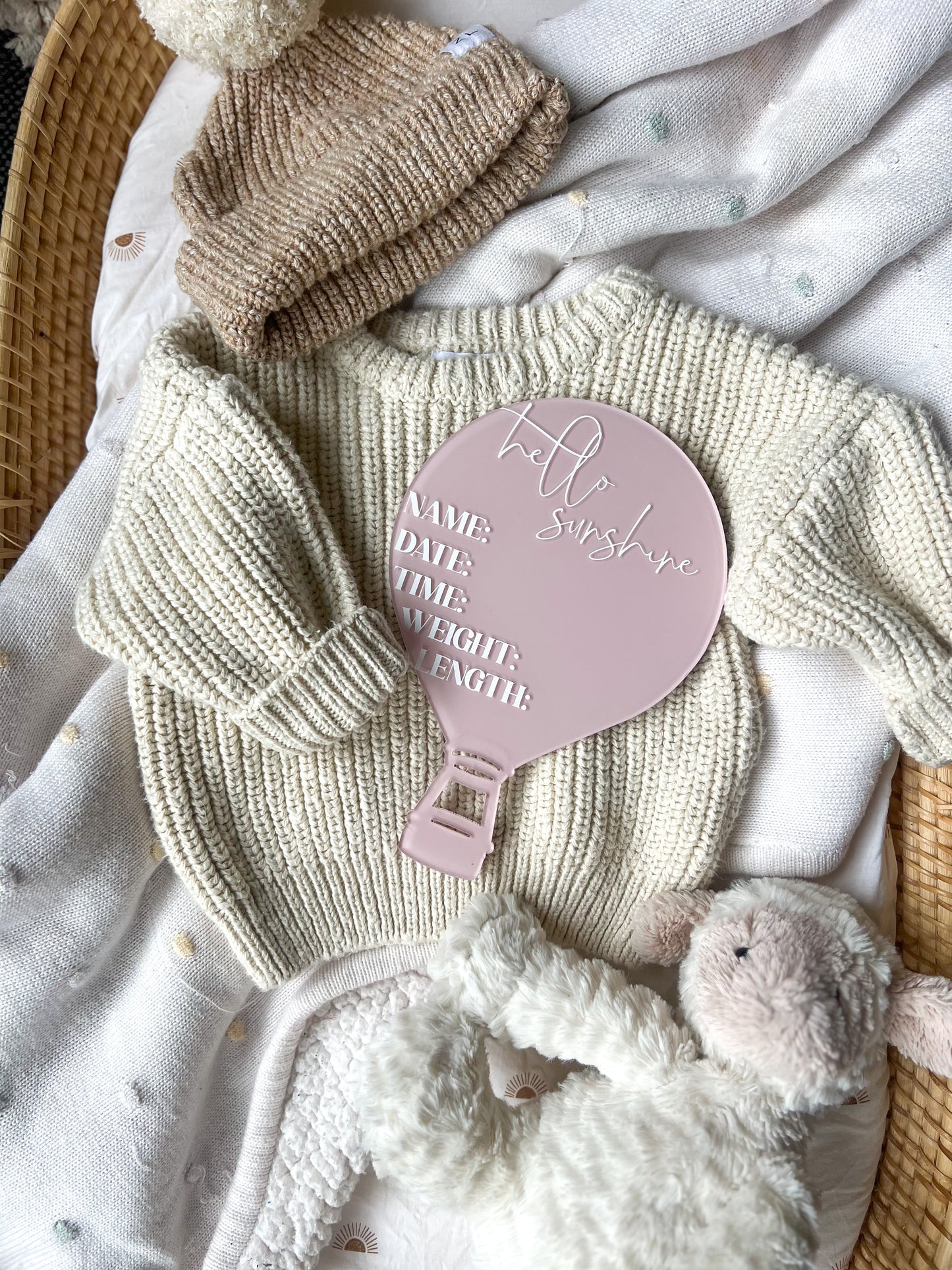 Hot Air-Balloon Acrylic Birth Details Plaque
