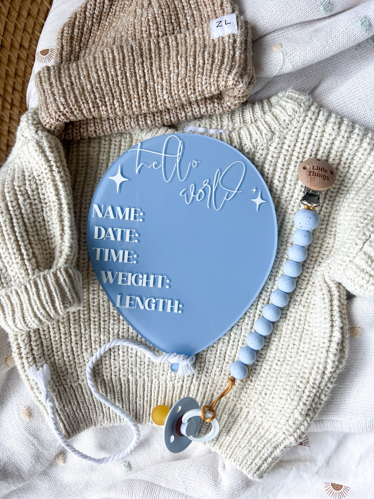 Balloon Acrylic Birth Details Plaque