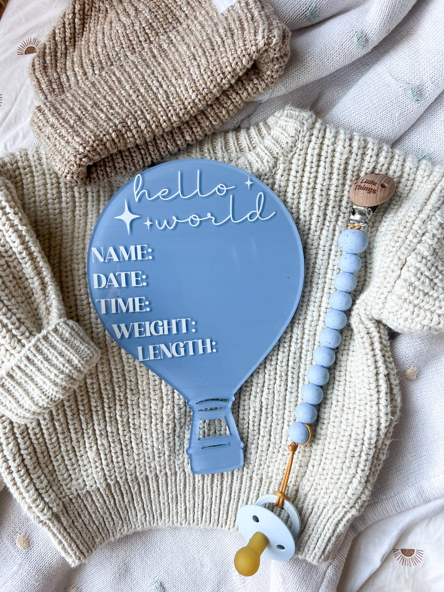 Hot Air-Balloon Acrylic Birth Details Plaque