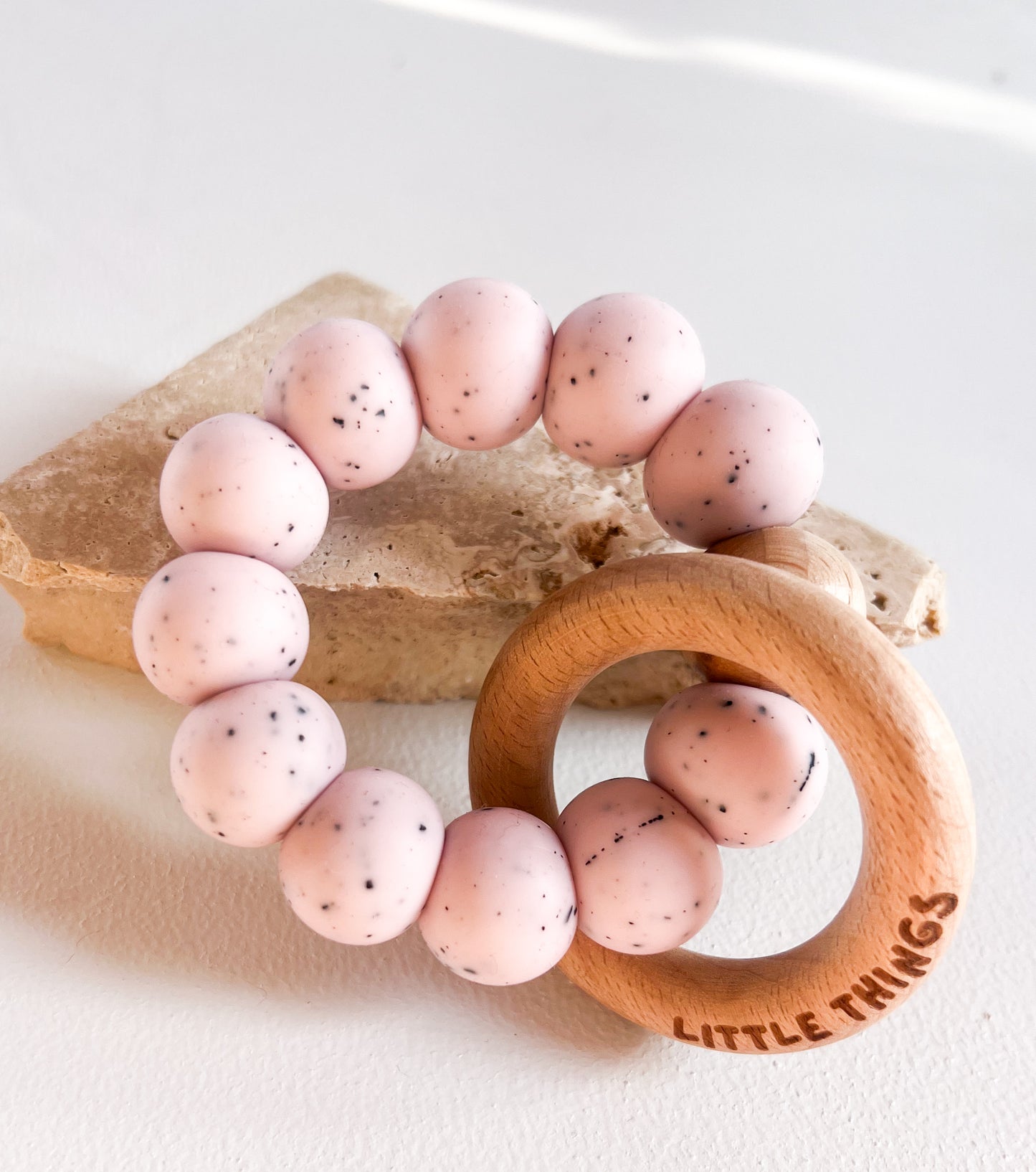 Personalised Speckled Daisy Dummy Clip & Teething Ring Bundle