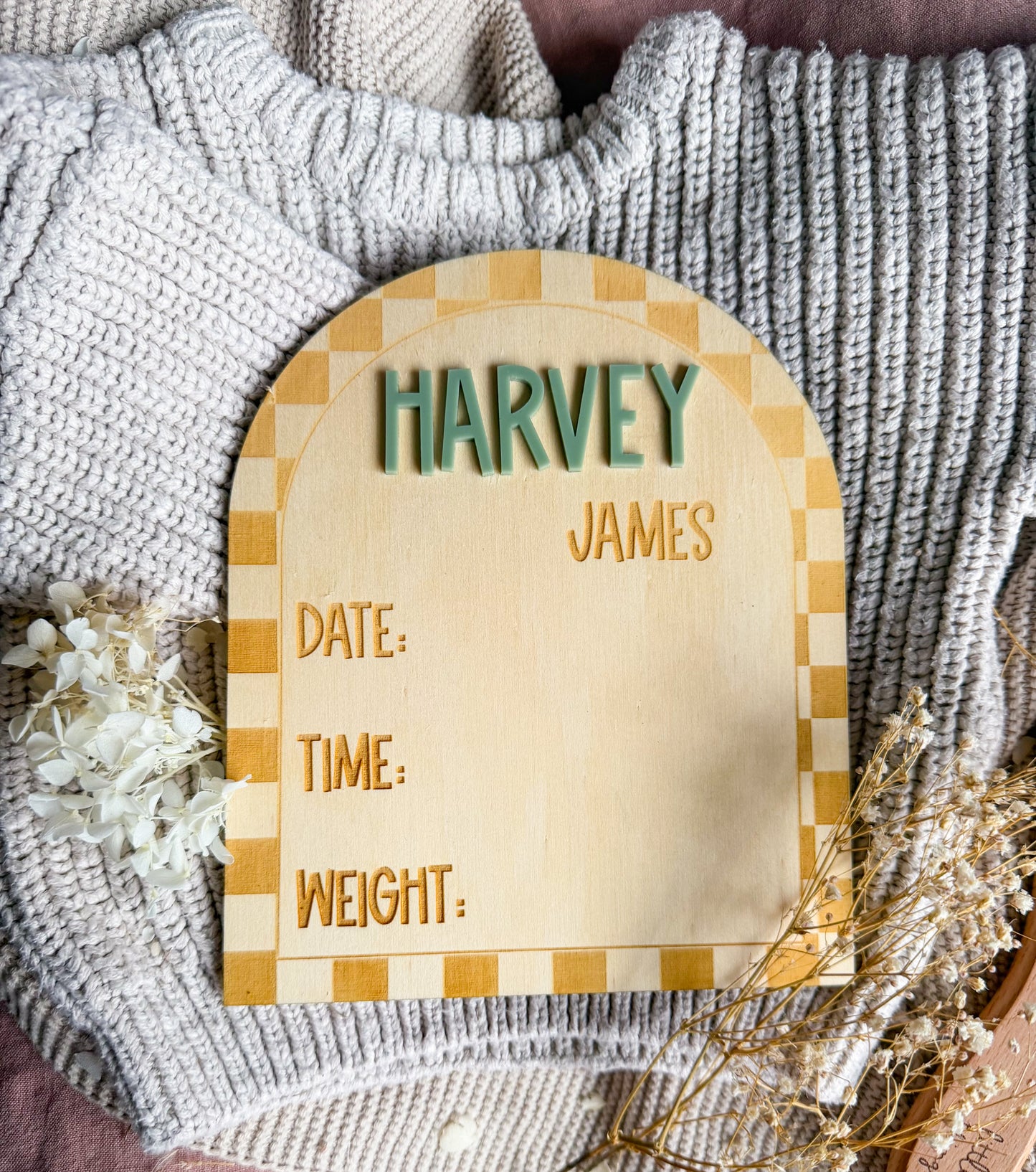 Checker Birth Detail Plaque