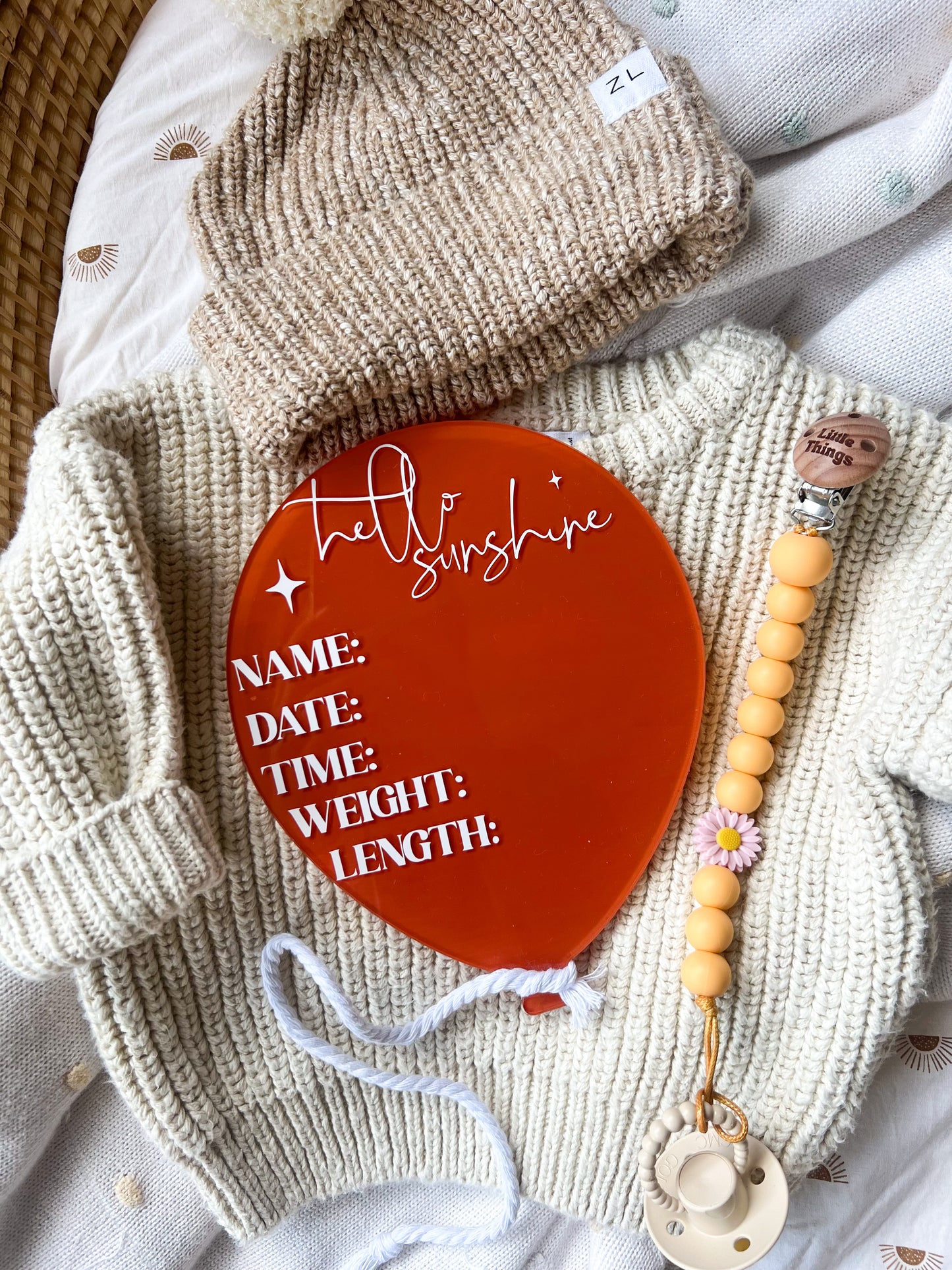 Balloon Acrylic Birth Details Plaque