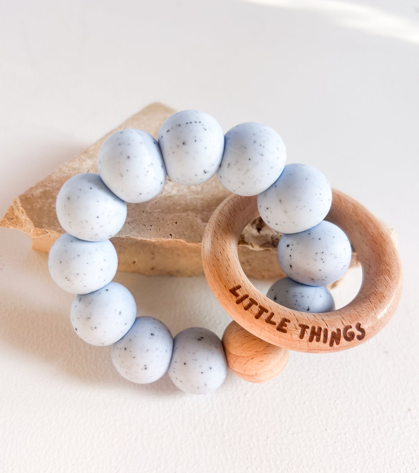 Personalised Speckled Daisy Dummy Clip & Teething Ring Bundle