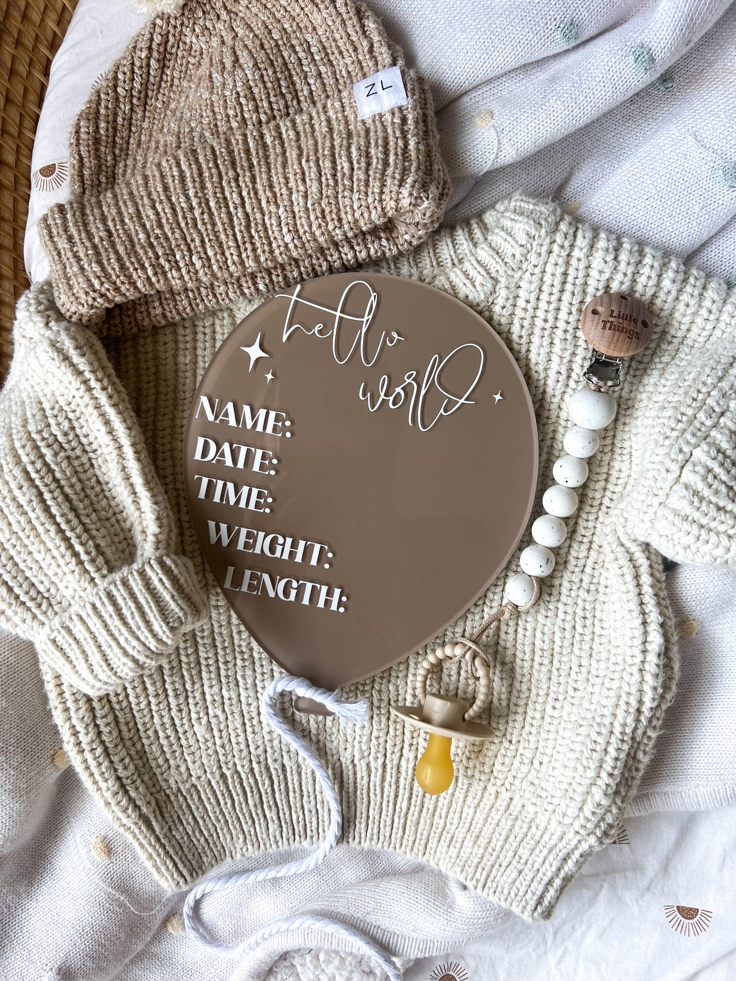 Balloon Acrylic Birth Details Plaque
