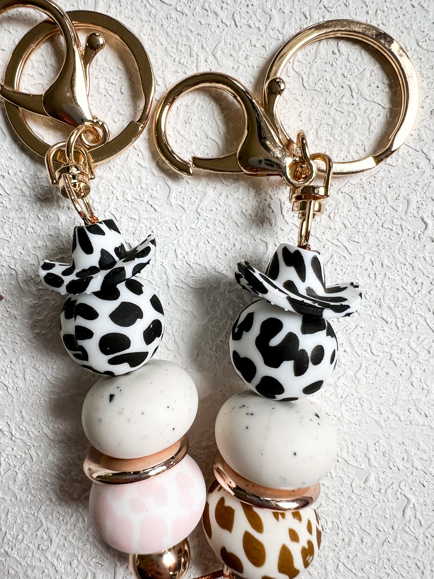 Black & White Cowprint Country Keychain
