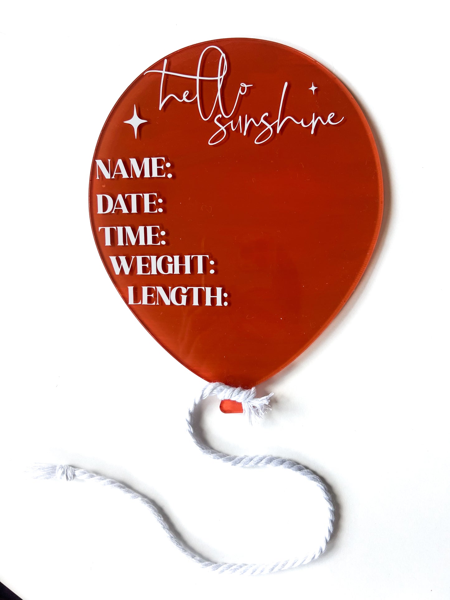 Balloon Acrylic Birth Details Plaque