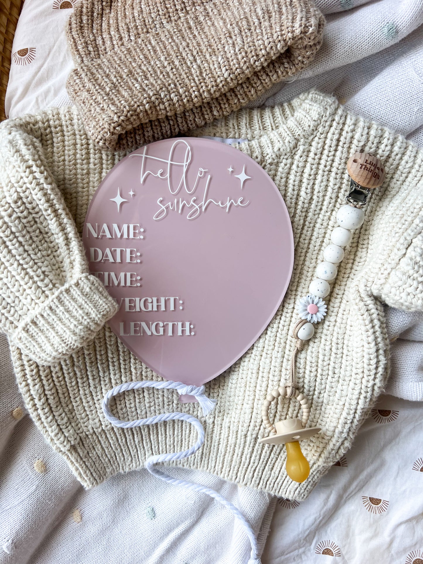 Balloon Acrylic Birth Details Plaque