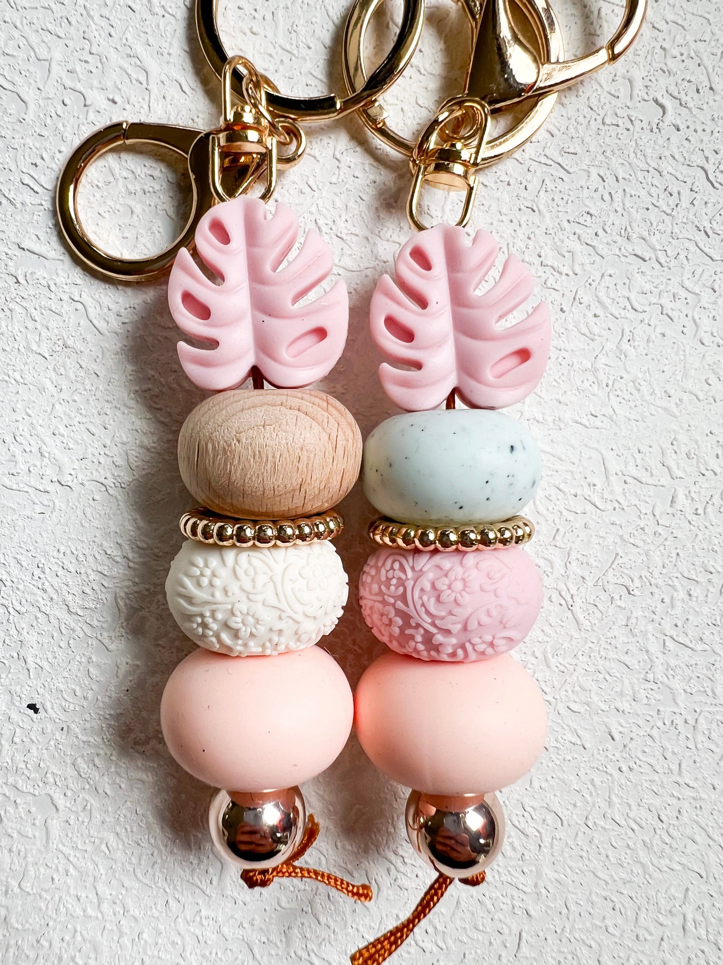 Pink Monstera Leaf Keychain