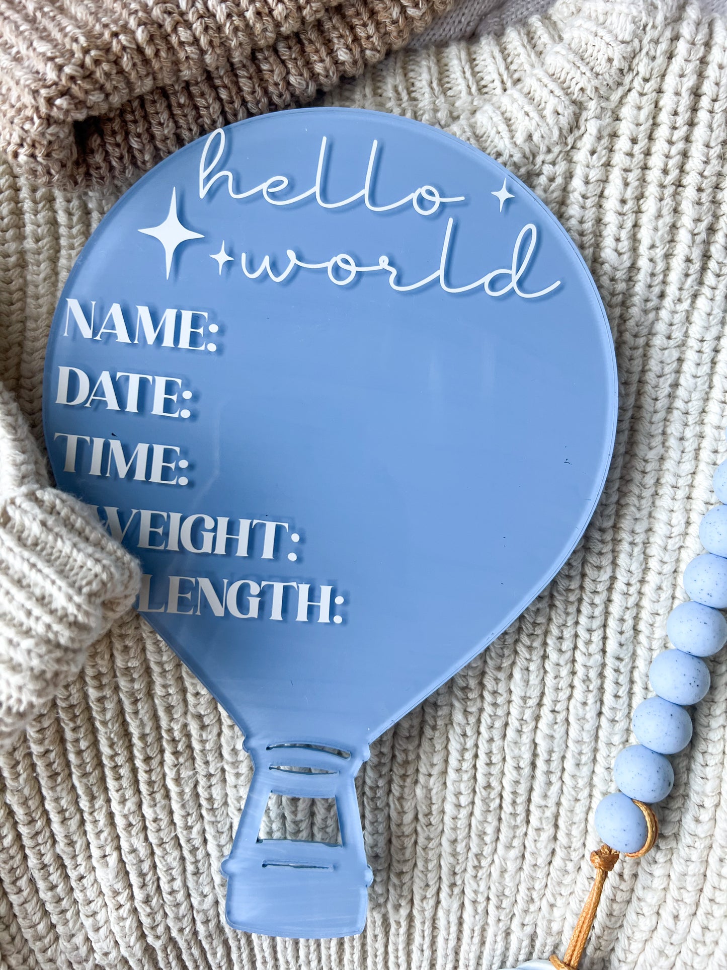 Hot Air-Balloon Acrylic Birth Details Plaque