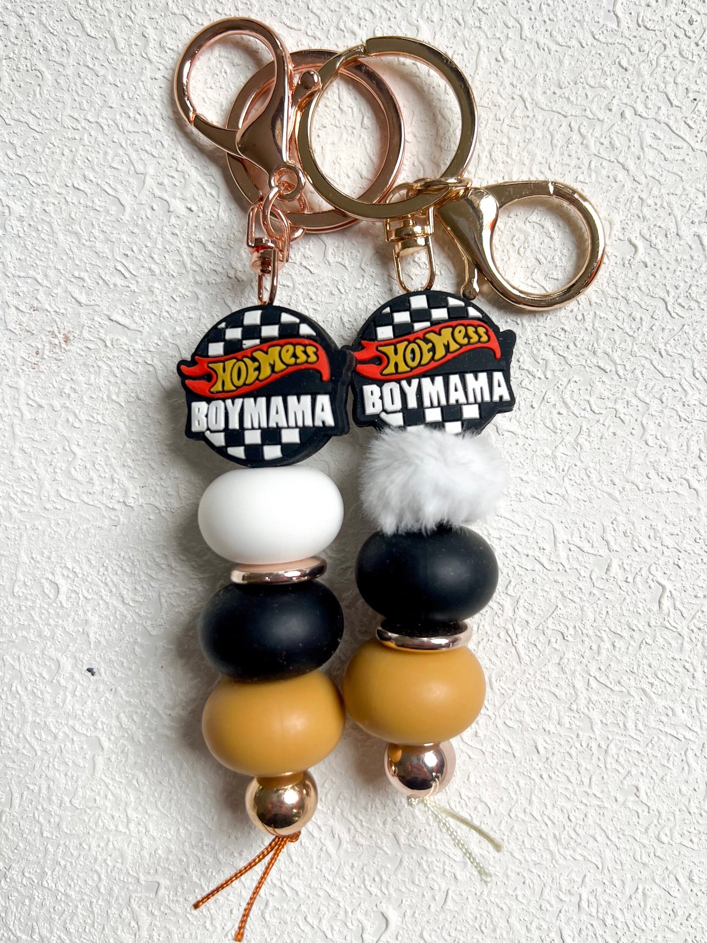 Hot Mess Boy Mama Keychain