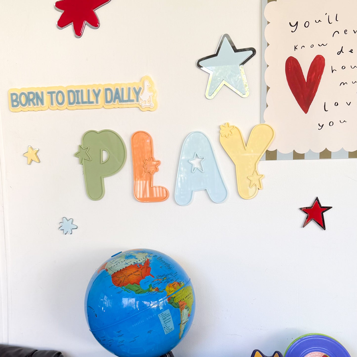 Kids "PLAY" Starburst Letters - Single Colour