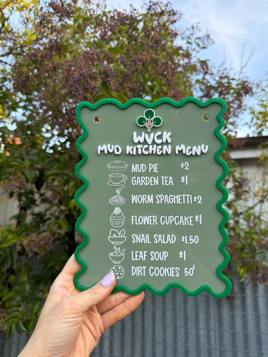 Mud kitchen menu