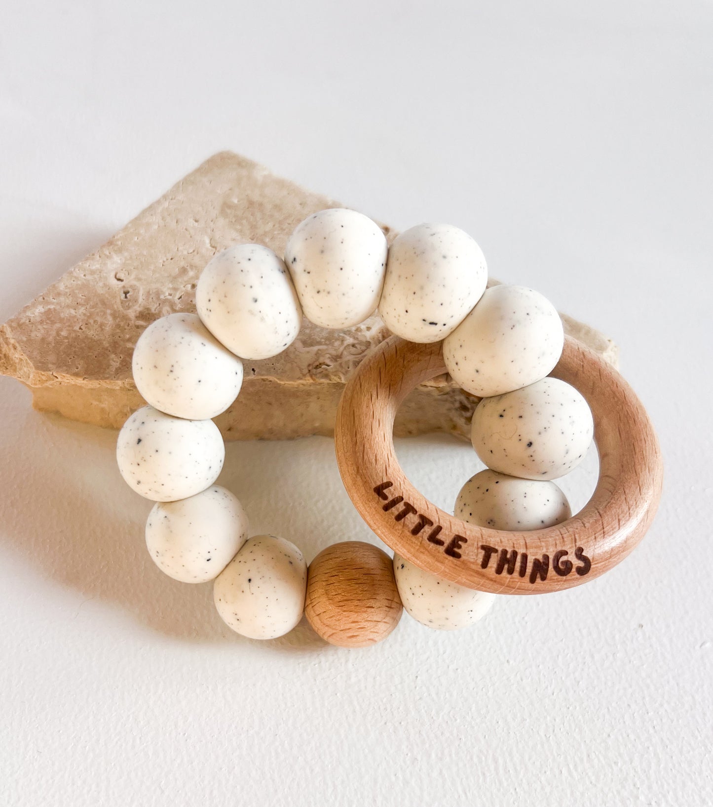 Personalised Speckled Daisy Dummy Clip & Teething Ring Bundle
