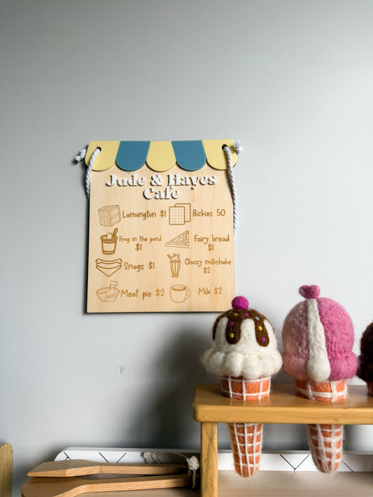 Aussie classic's cafe menu