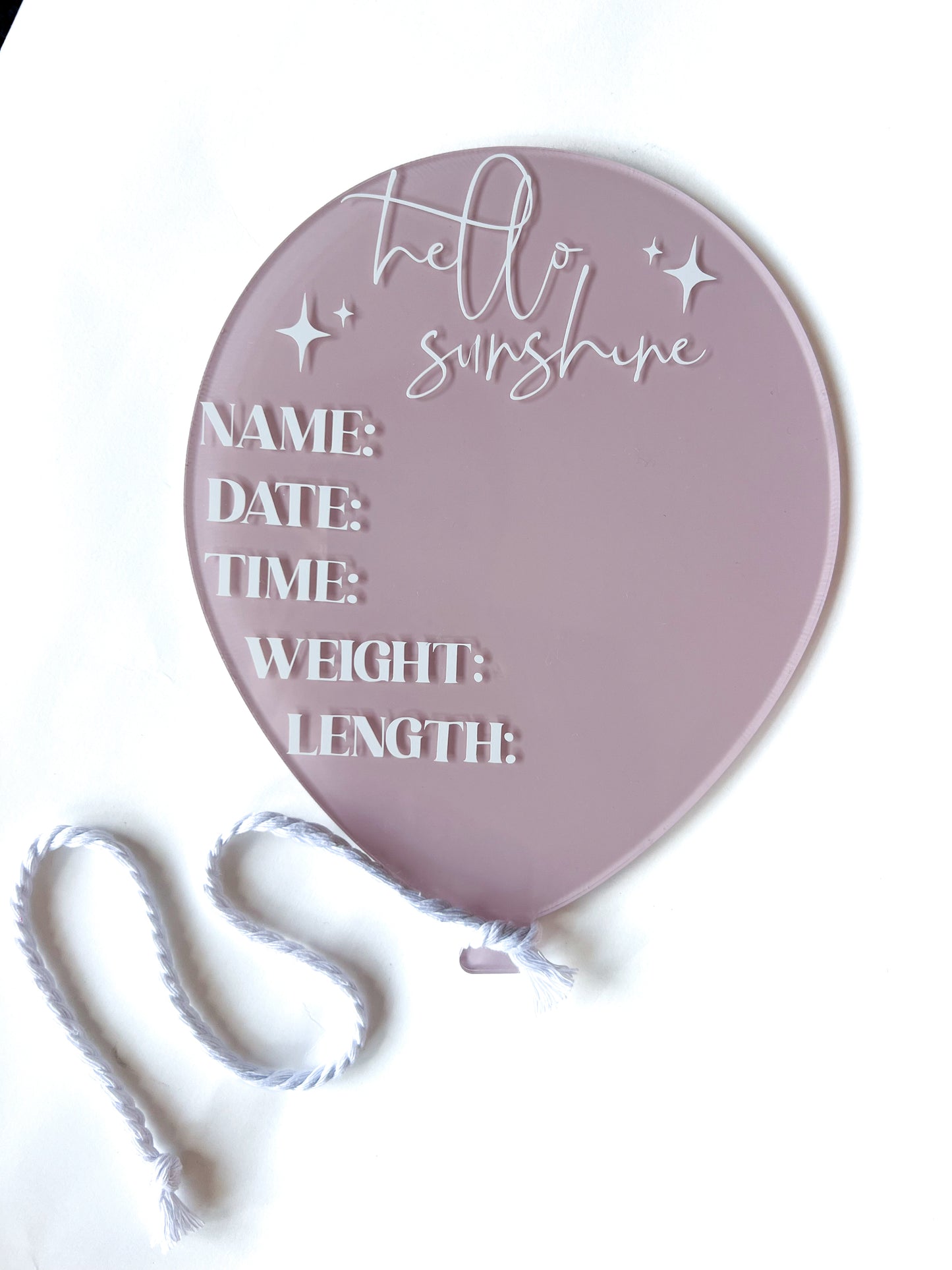 Balloon Acrylic Birth Details Plaque