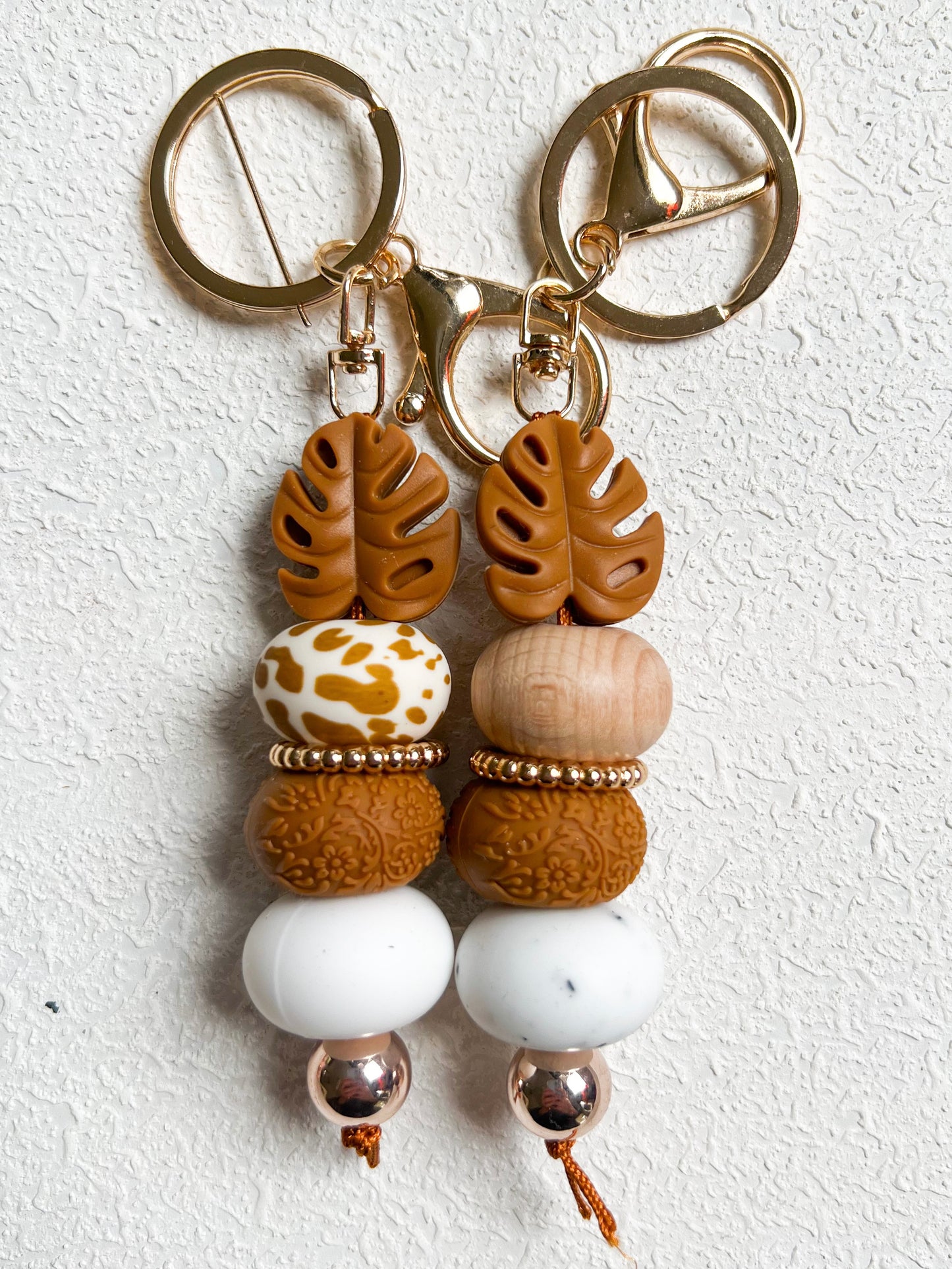 Chocolate Monstera Leaf Keychain