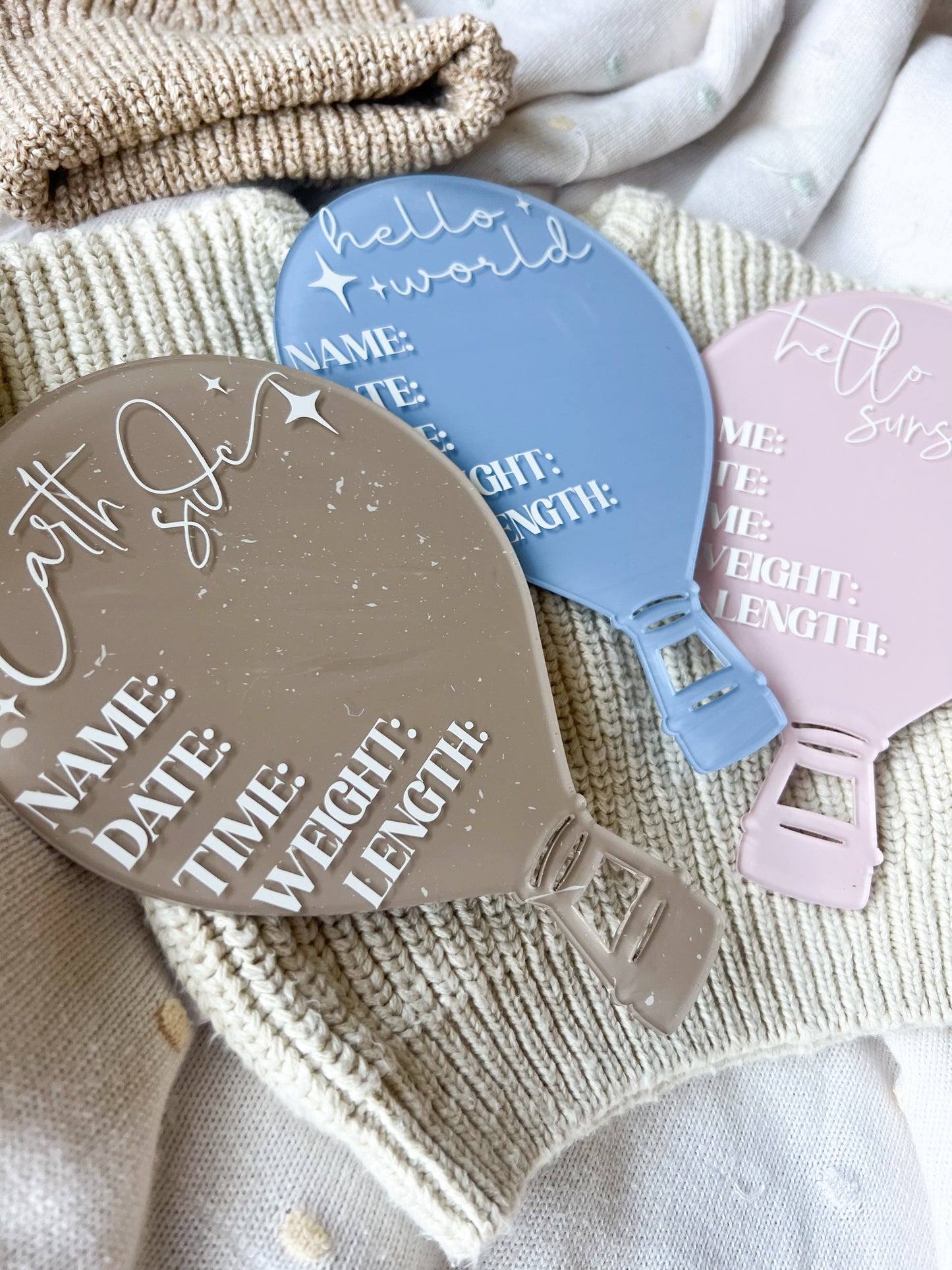 Hot Air-Balloon Acrylic Birth Details Plaque