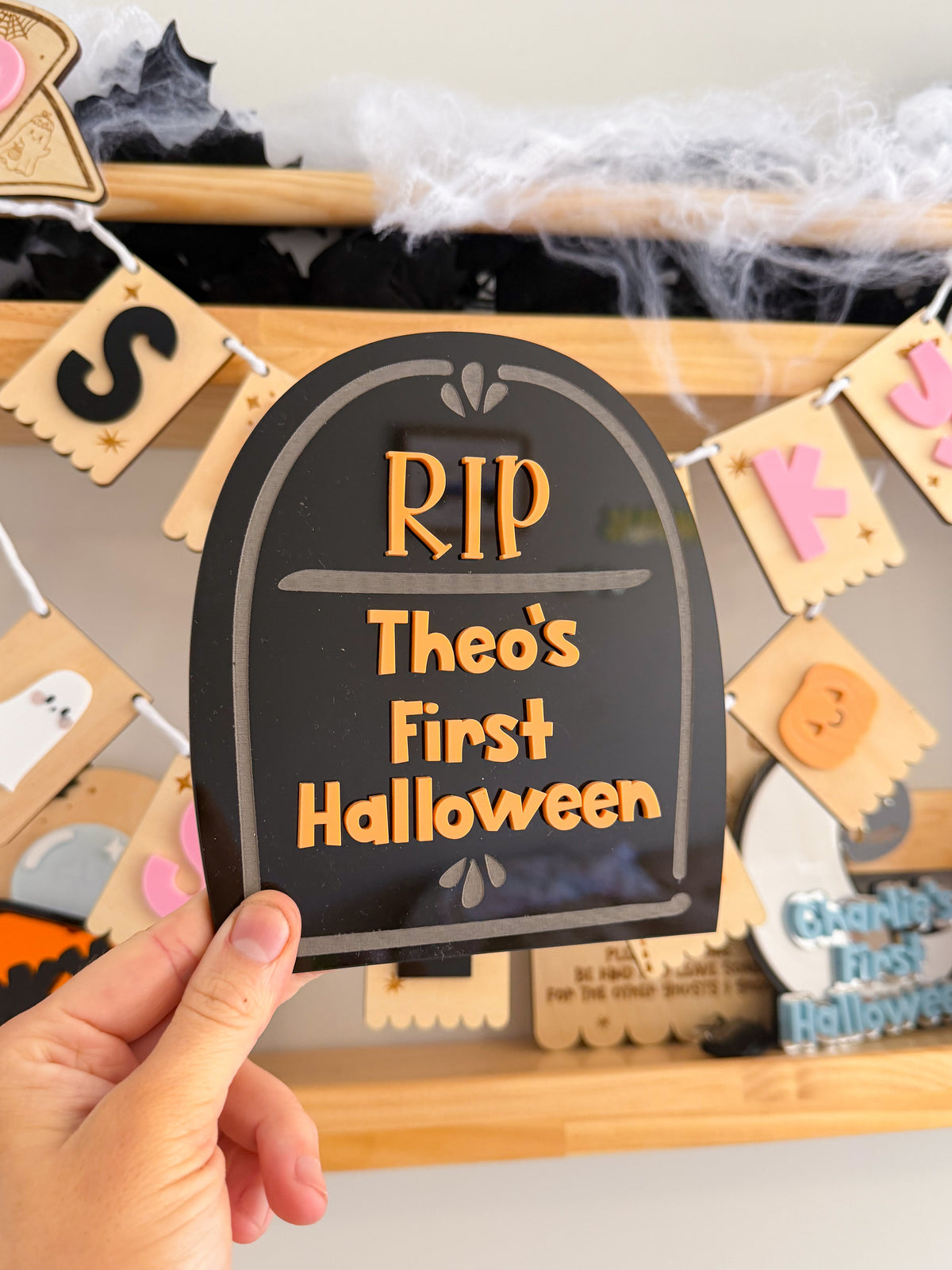 Personalised First Halloween Tombstone Sign