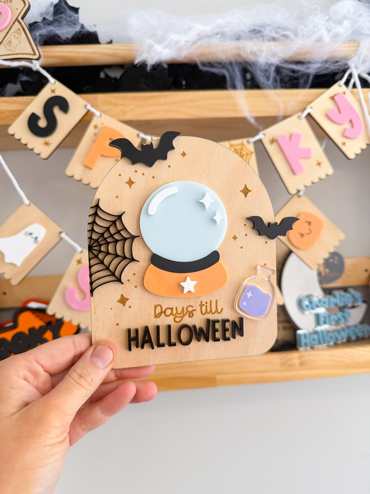 Crystal Ball Halloween Countdown Sign