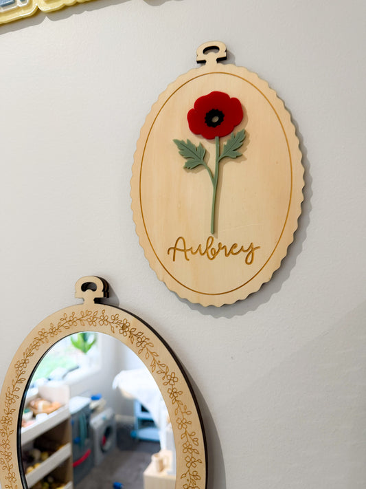 Personalised Birth Flower Wall Plaque