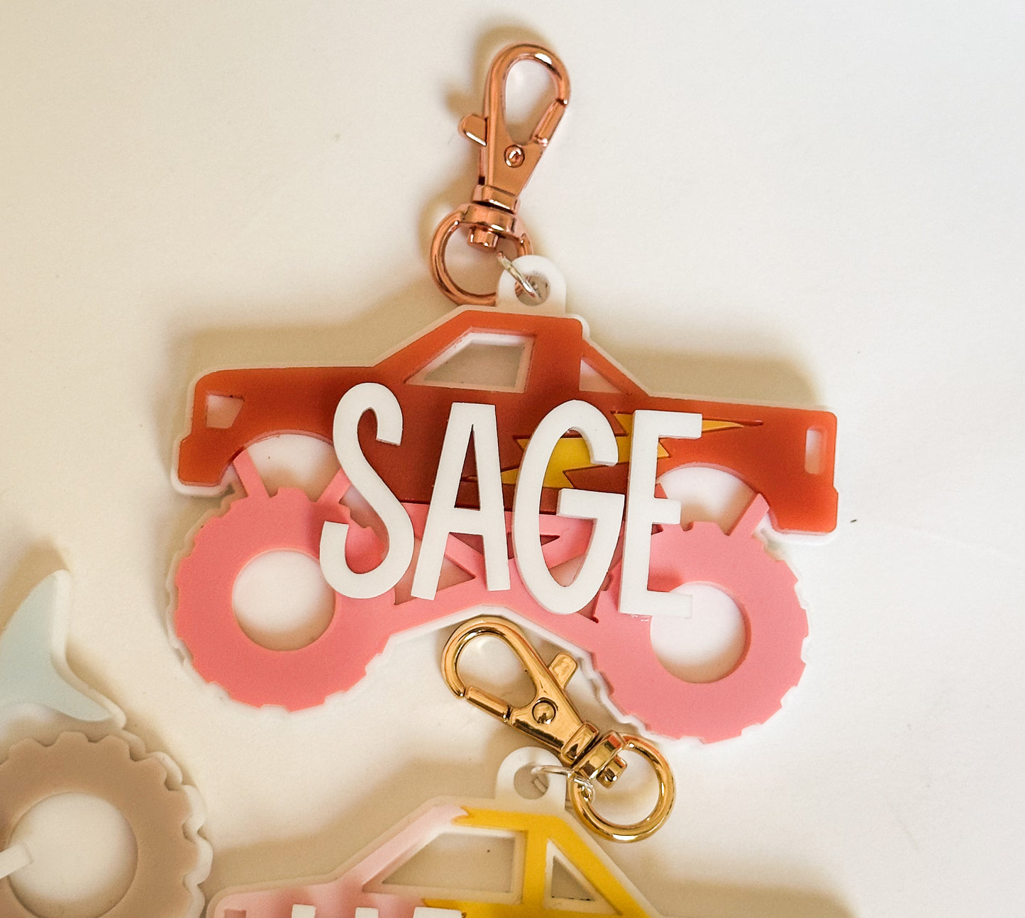 Personalised Monster truck bag tags