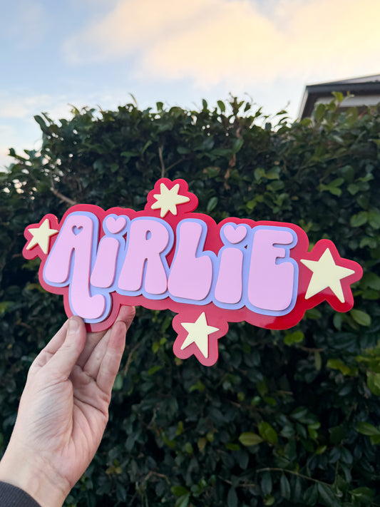 Starburst Triple Layered Name Sign