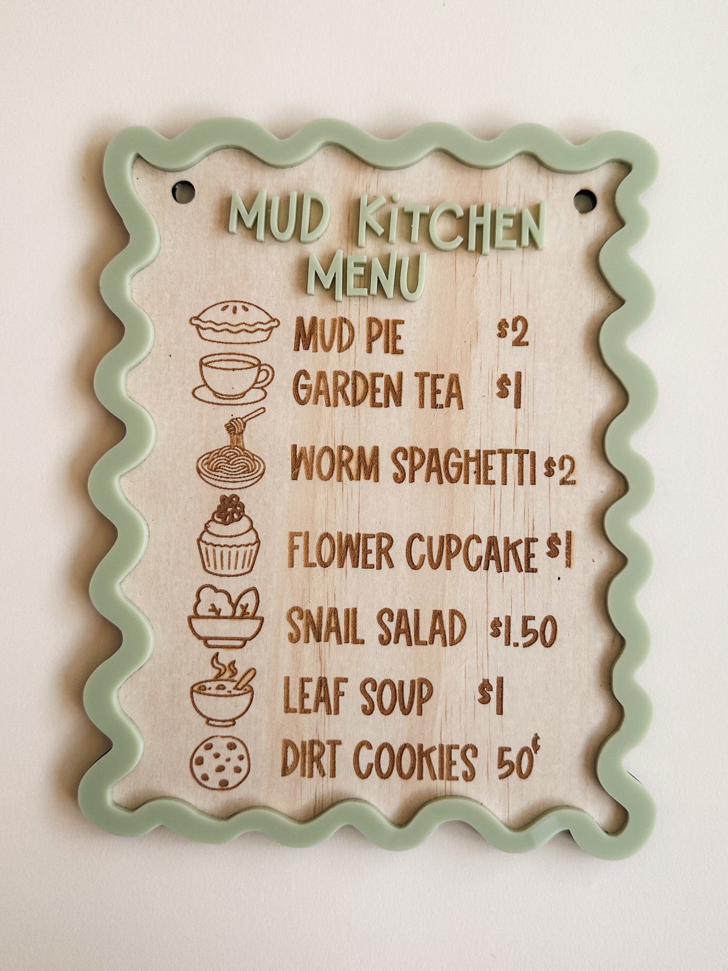 Mud kitchen menu