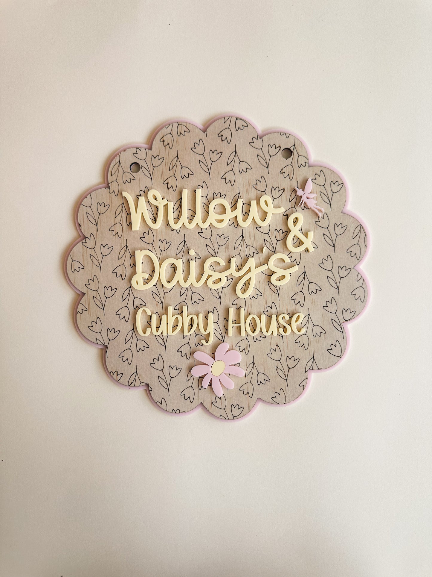 Floral cubby house sign