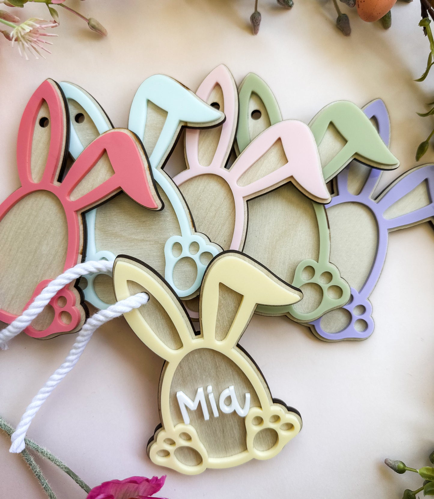 Personalised bunny outline tag