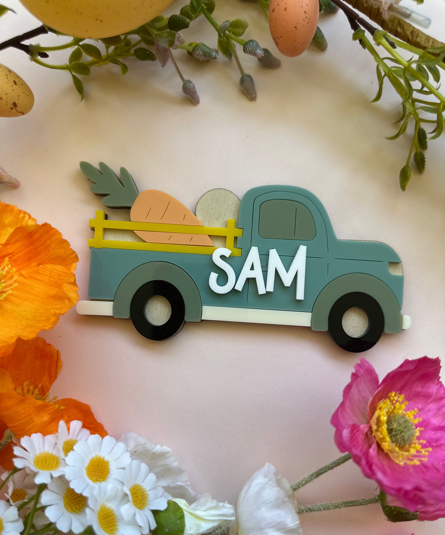 Personalised bunny truck tag