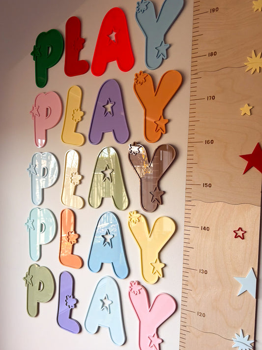 Kids "Play" Starburst Letter Sign