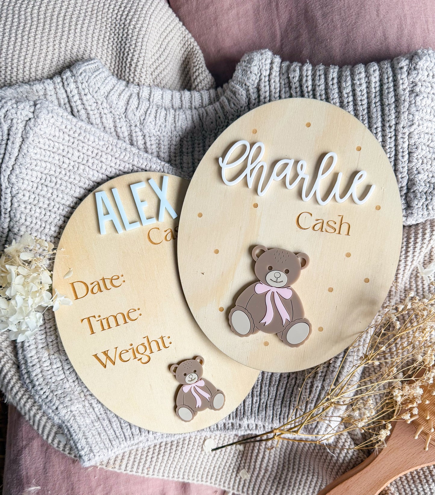 Beary Birth Details Plaque