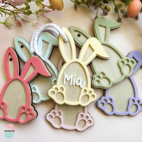 Personalised bunny outline tag