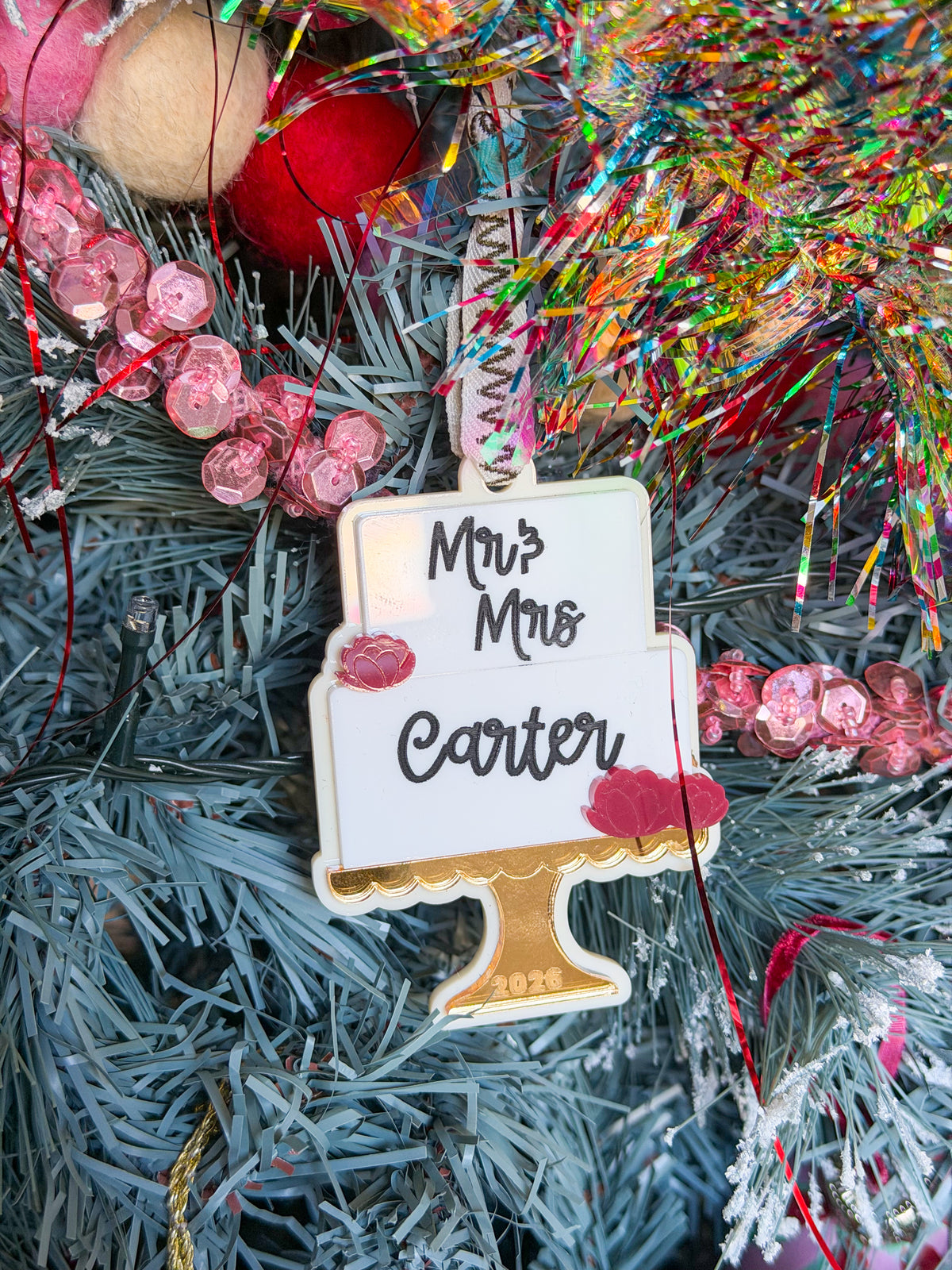 Married & Merry— Personalised Wedding Cake Ornament