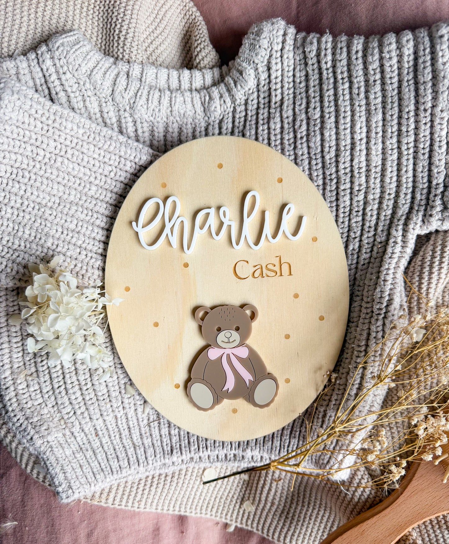 Beary Birth Details Plaque