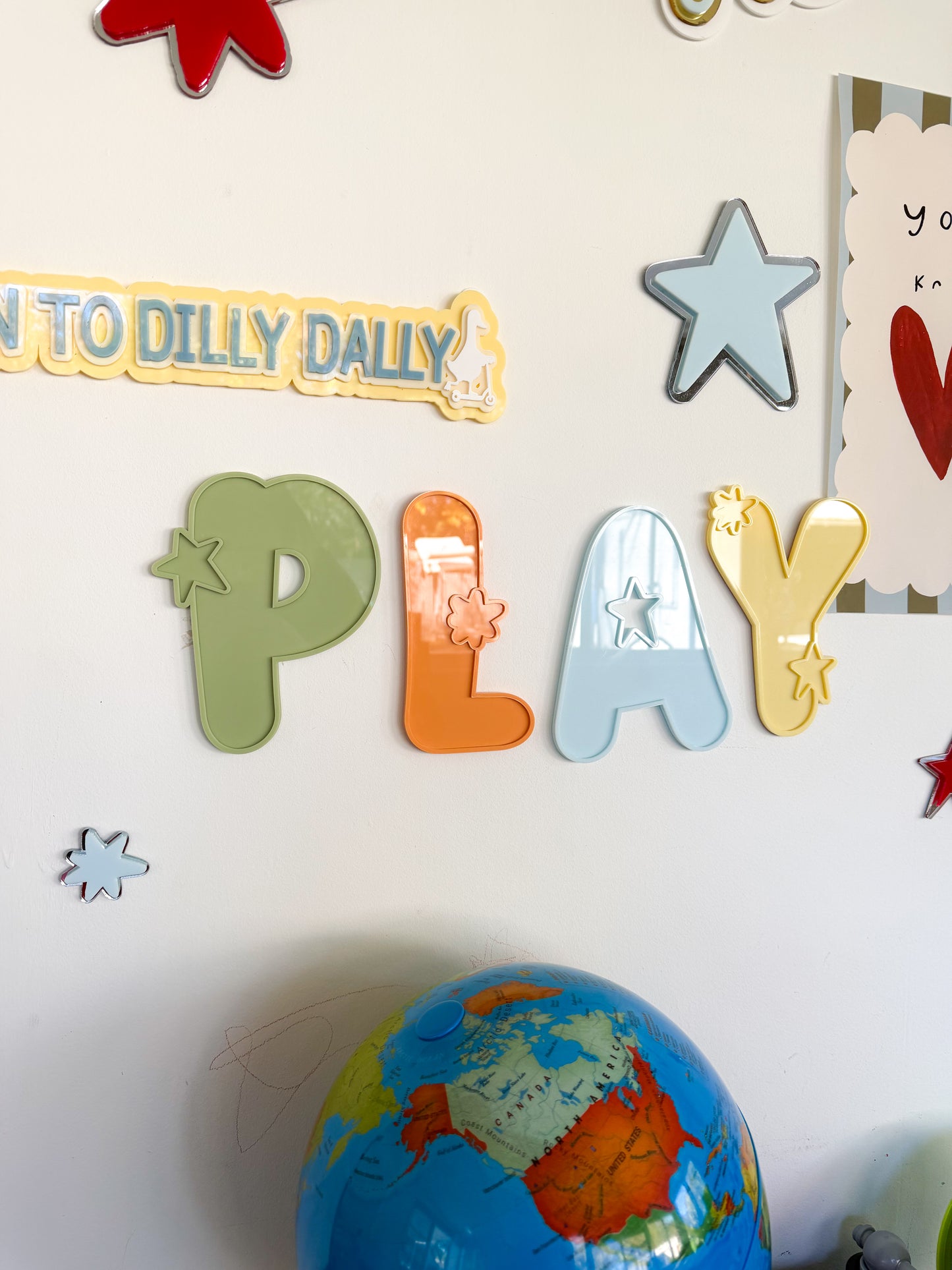 Kids "Play" Starburst Letter Sign