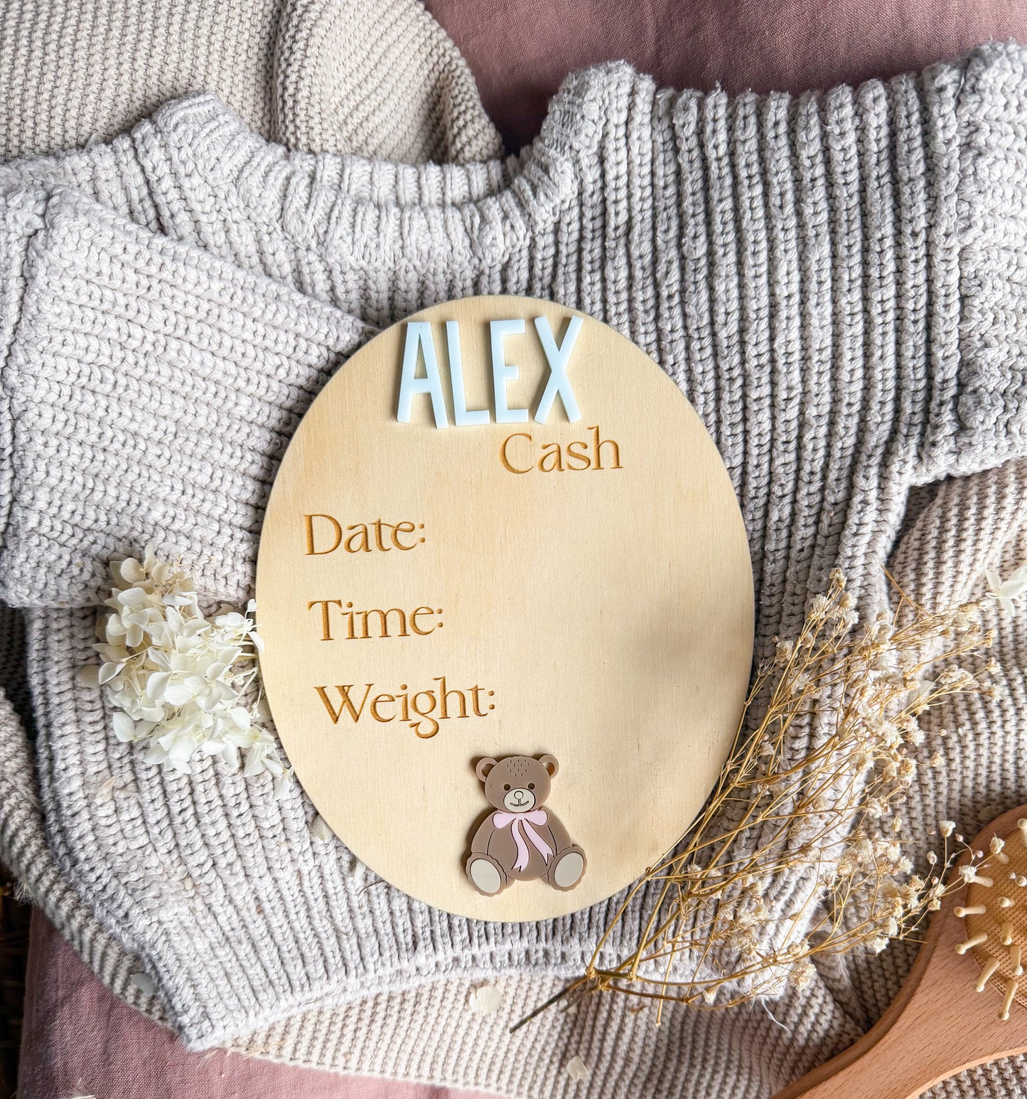 Beary Birth Details Plaque