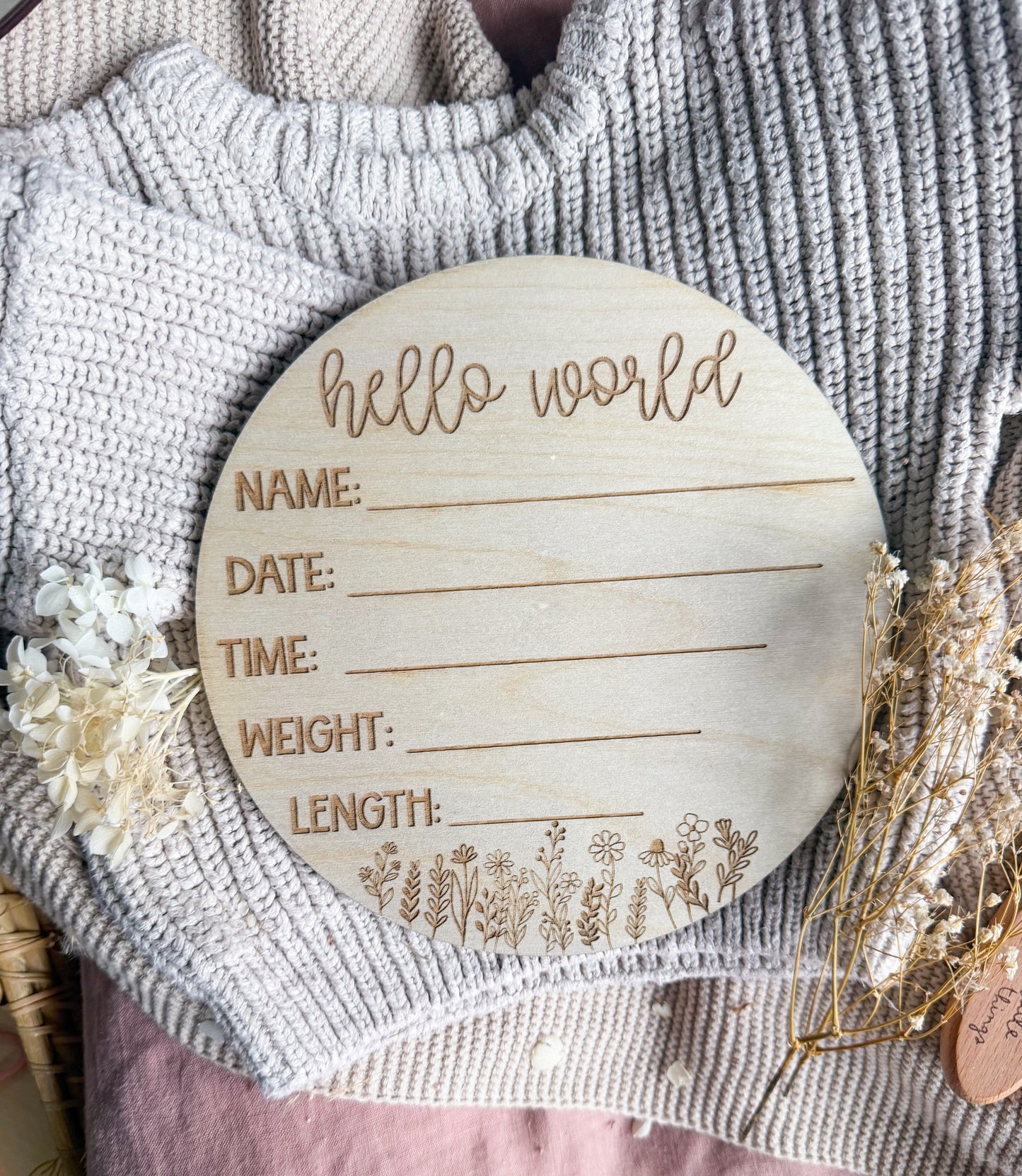 Wildflower Birth Detail Plaque
