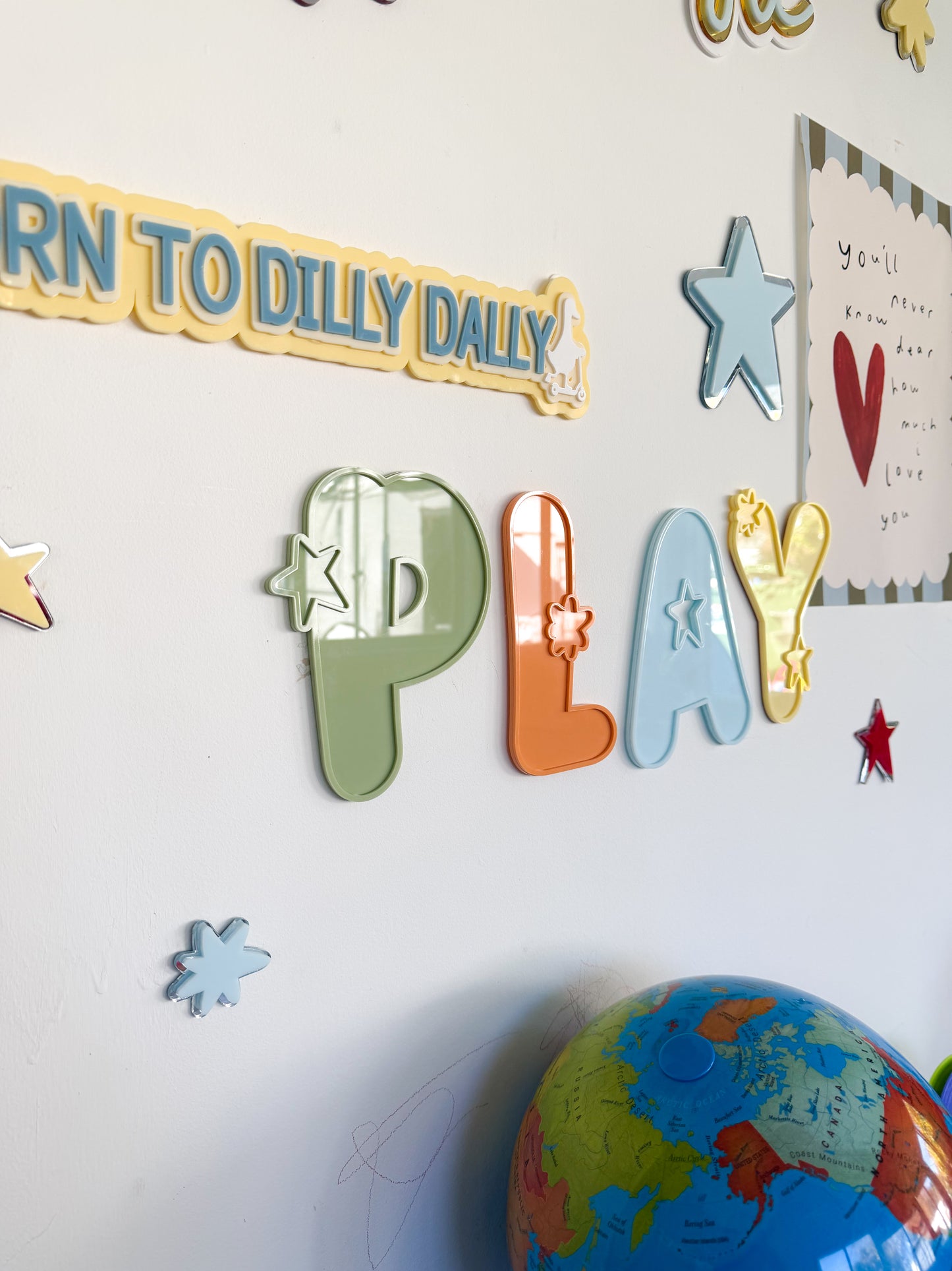 Kids "Play" Starburst Letter Sign