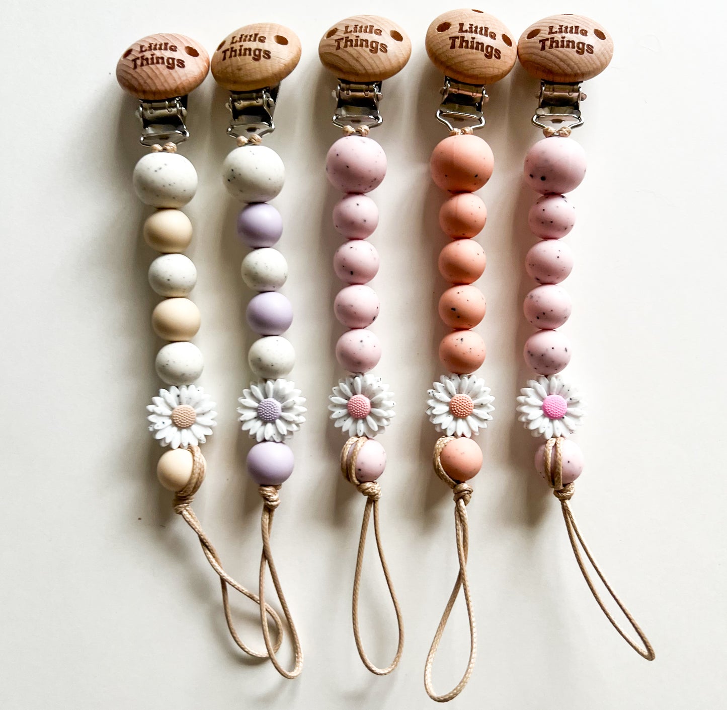 Mini Speckled daisy dummy clip