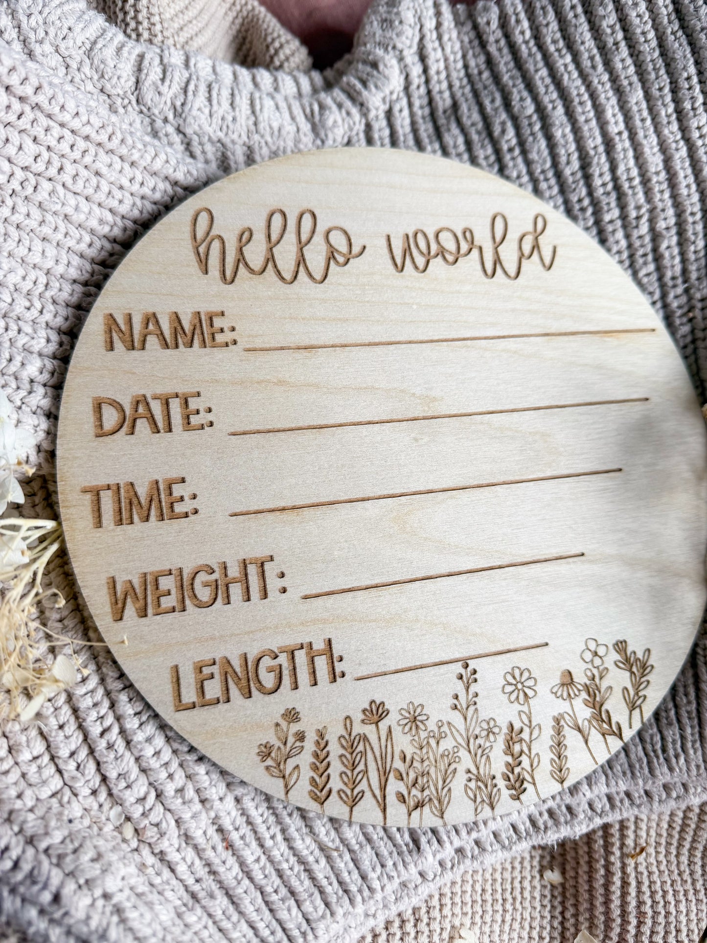 Wildflower Birth Detail Plaque