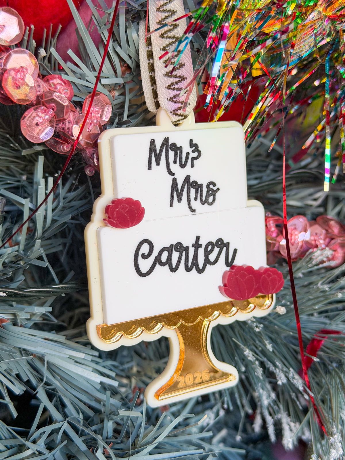 Married & Merry— Personalised Wedding Cake Ornament