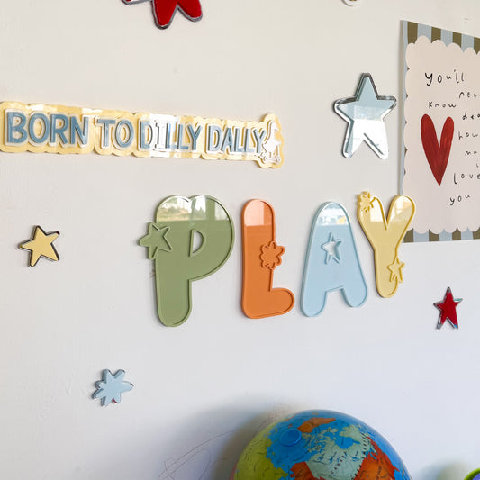 Kids "PLAY" Starburst Letters - Single Colour