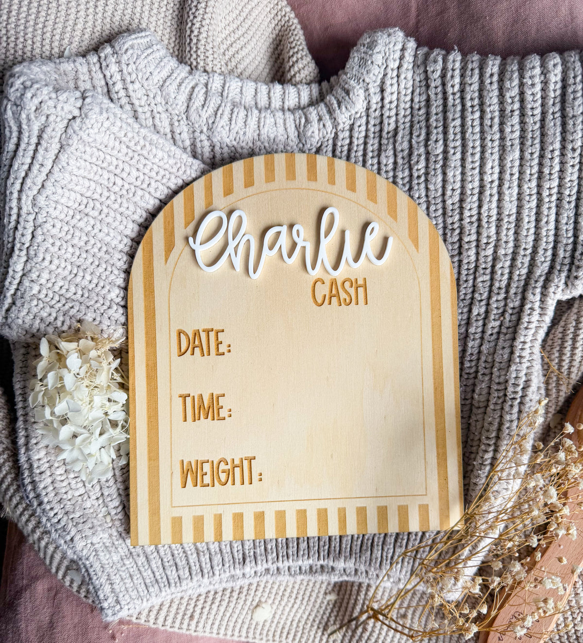 Sundays Birth Detail Plaque