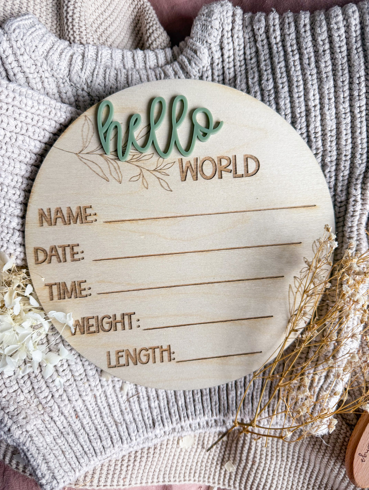 Fern Birth Detail Plaque