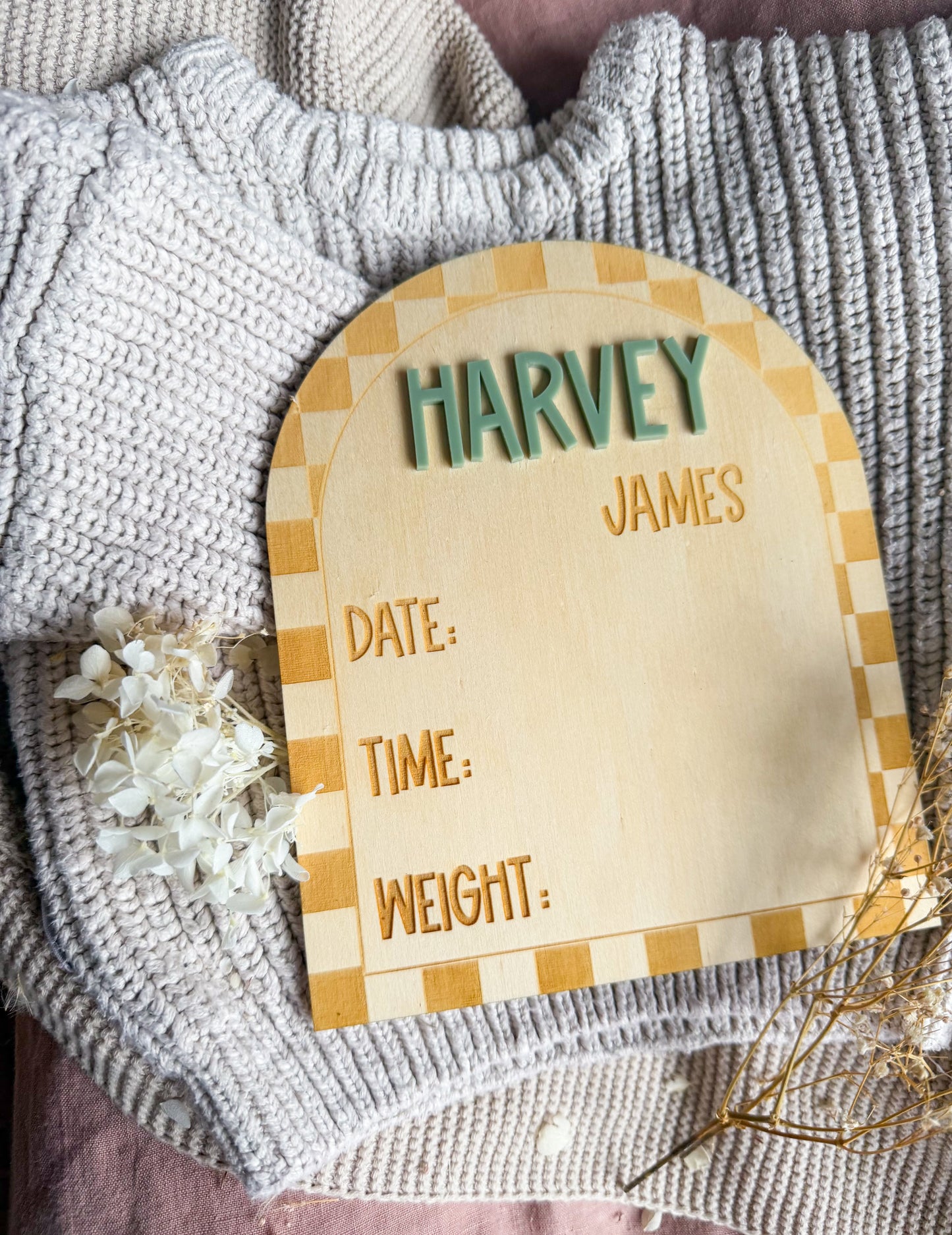 Checker Birth Detail Plaque