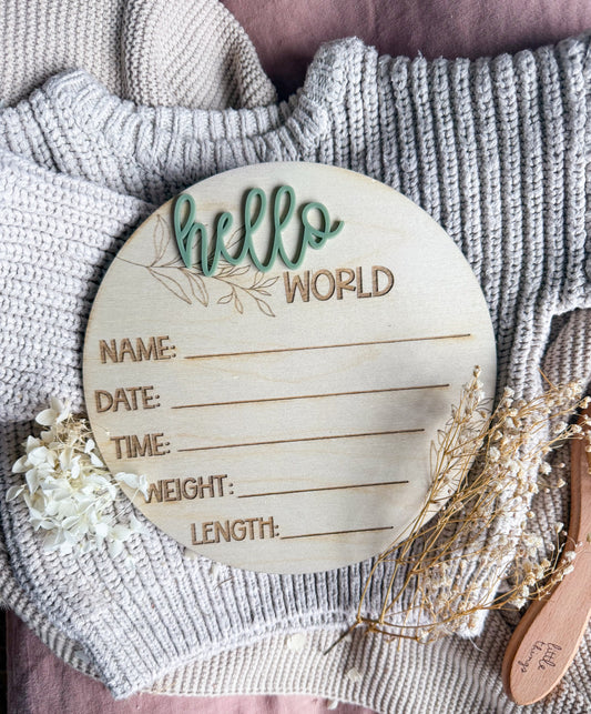 Fern Birth Detail Plaque