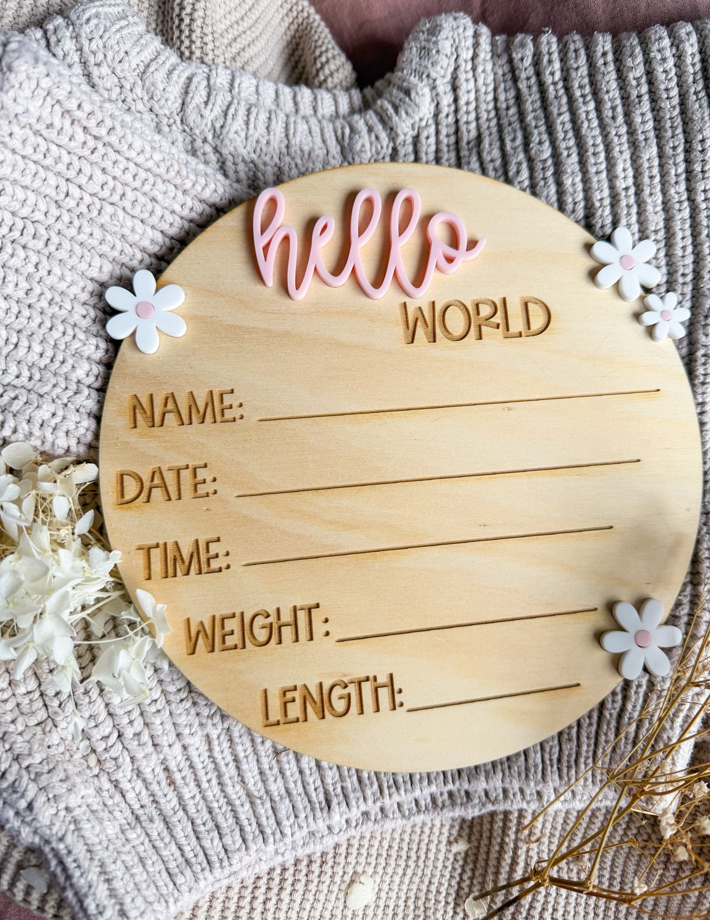Daisy Birth Detail Plaque