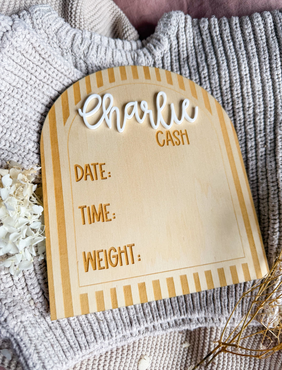 Sundays Birth Detail Plaque